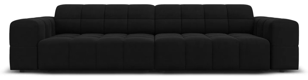 Canapea Jennifer cu 4 locuri si tapiterie din catifea, negru