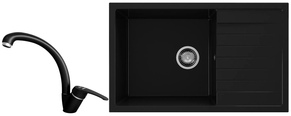 PACHET FAT CHIUVETA DREPTUNGHIULARA 1 CUVA+BATERIE LEBADA, DARK GRANITE, MARMURA COMPOZITA