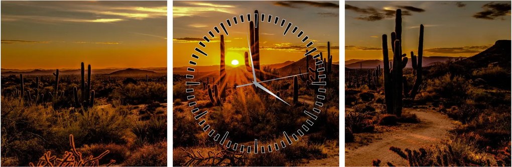 Tablou - Sfărșit de zi în deșertul Arizona (cu ceas) (90x30 cm)