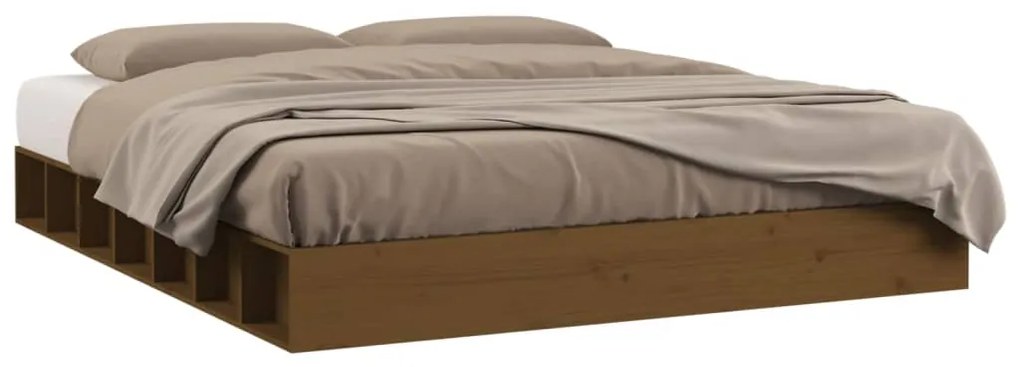 820684 vidaXL Cadru de pat, maro miere, 120x200 cm, lemn masiv