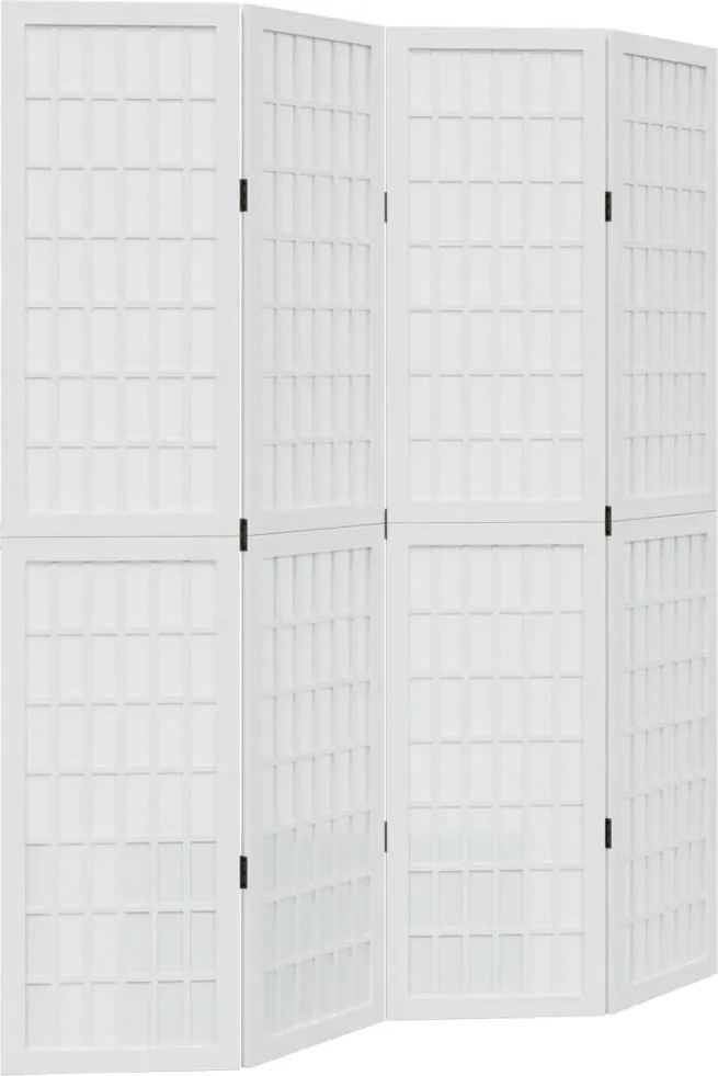 vidaXL Paravan cameră 4 panouri, alb, lemn masiv paulownia