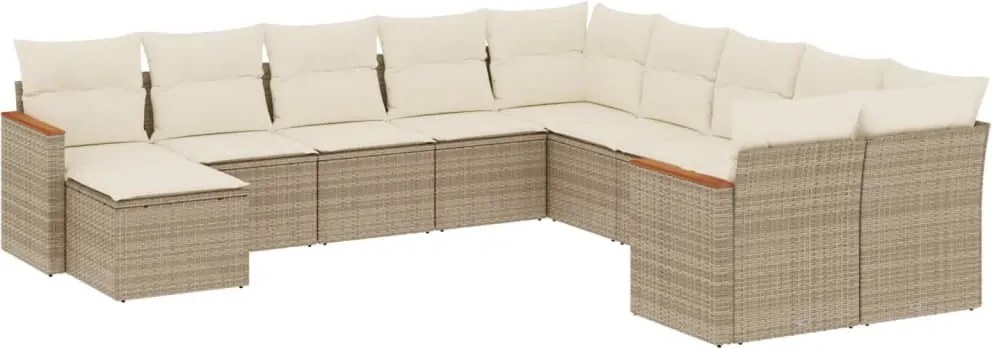 vidaXL Set canapele de grădină cu perne, 11 piese, bej, poliratan