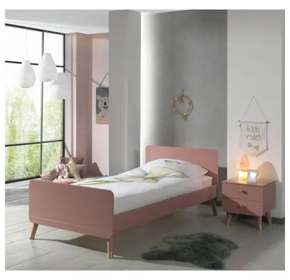 Noptieră din lemn de pin pentru camera copiilor Vipack Billy, roz