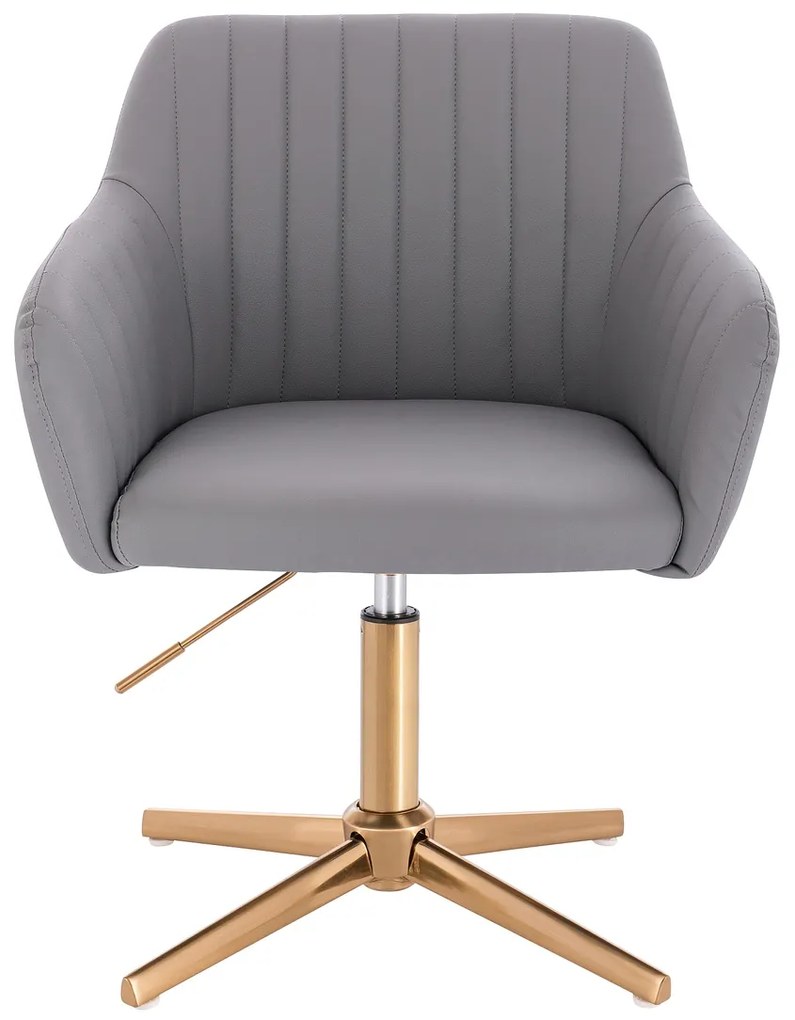 HC190CROSS Scaun Gri din Piele Ecologica cu Bază Aurie