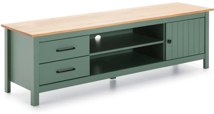 Masă TV verde/în culoare naturală din lemn masiv de pin 158x47 cm Miranda – Marckeric