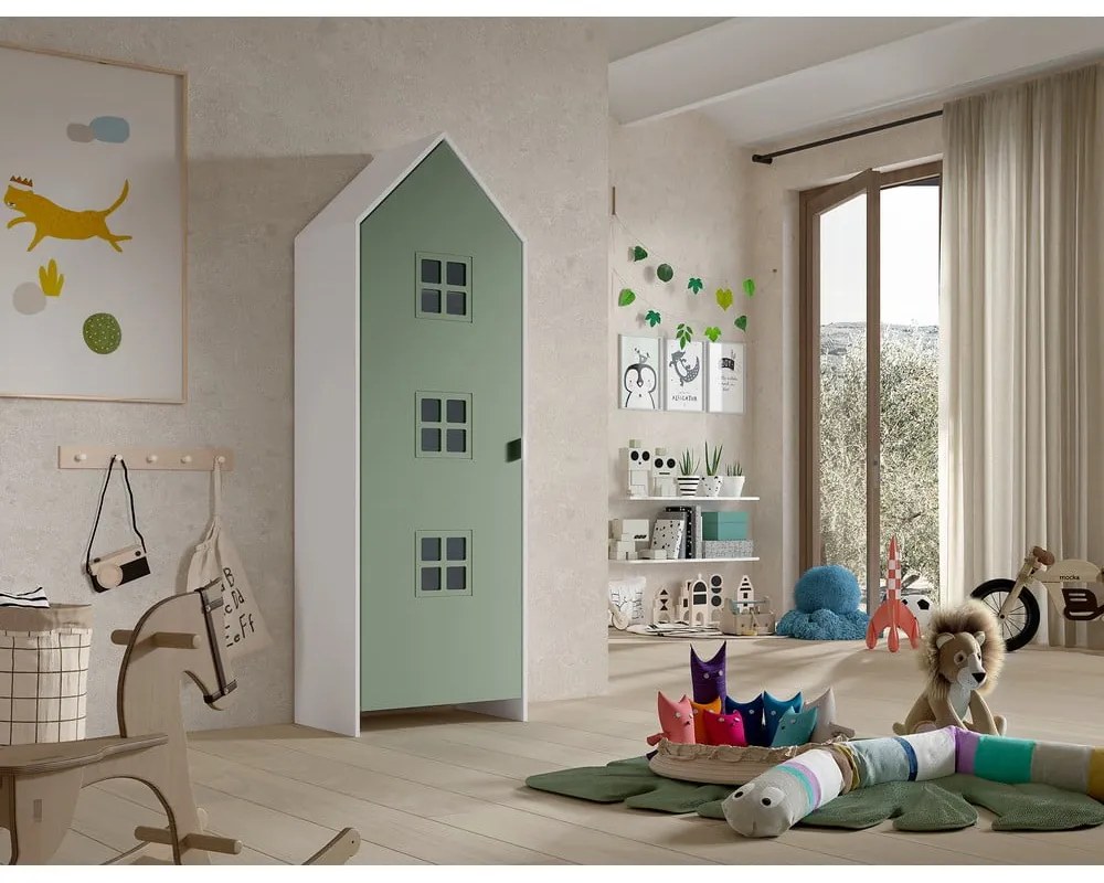 Șifonier de copii alb/verde 58x172x37 cm Casami Bruges – Vipack