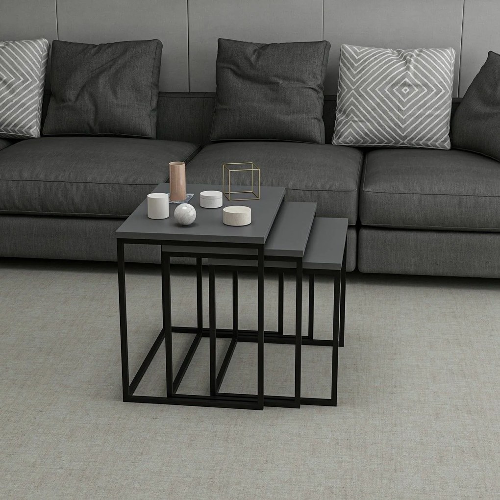 Masuta de cafea set (3 bucăți) Evia - Anthracite