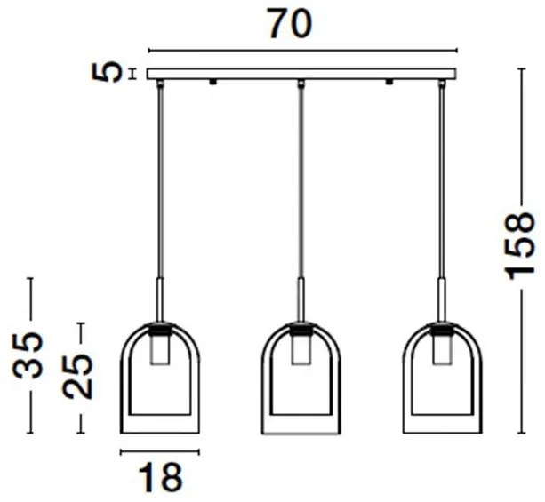 Lustra cu 3 pendule modern Velor fumuriu