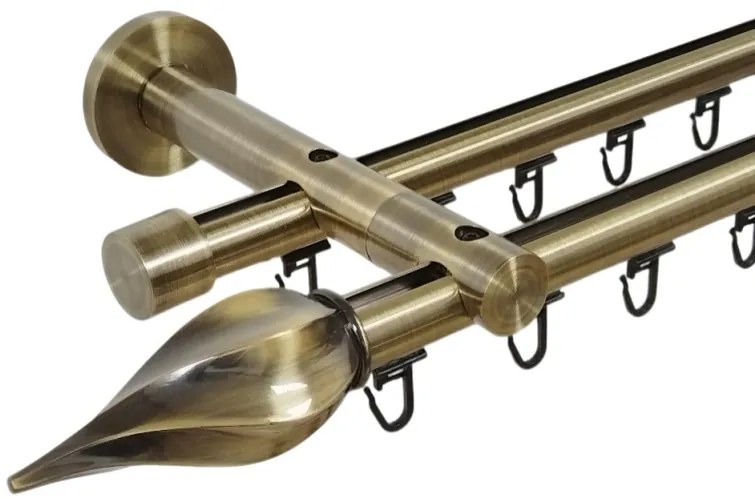 Galerie dubla teava profil twister ,prindere perete 19/19 aur antic (Alege marime: 140 cm)