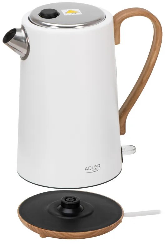 Fierbător electric Adler AD 1352, 2200W, 1,7 l, STRIX, bază rotativă, oprire automată, alb