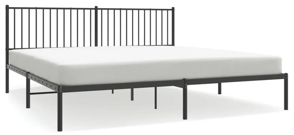 350870 vidaXL Cadru de pat metalic cu tăblie, negru, 193x203 cm