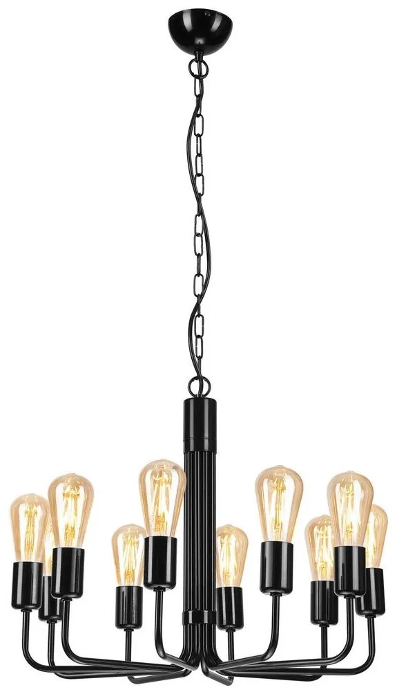 Candelabru cu lanț 10xE27/60W/230V, negru