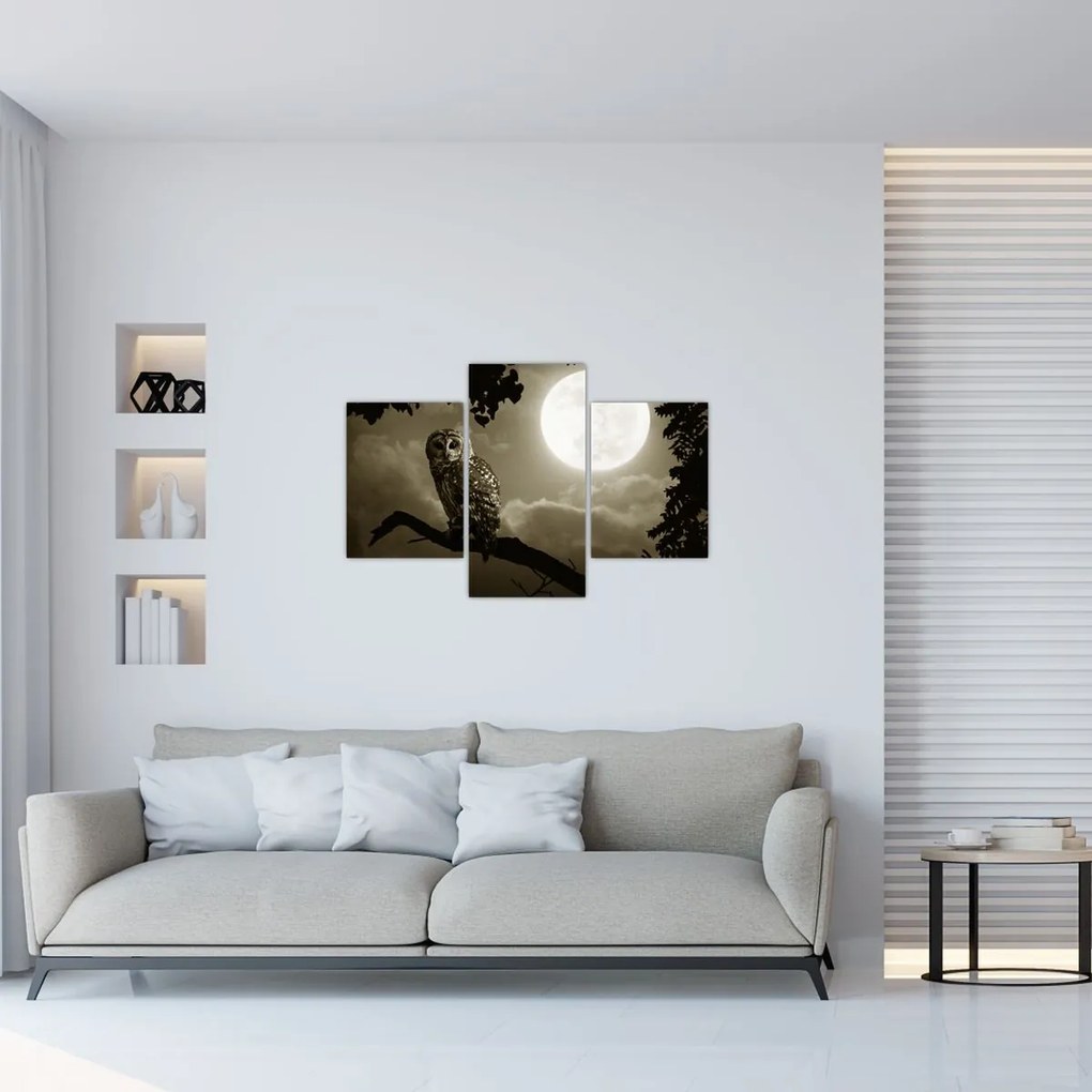 Tablou - Bufniță de noapte, auriu (90x60 cm)