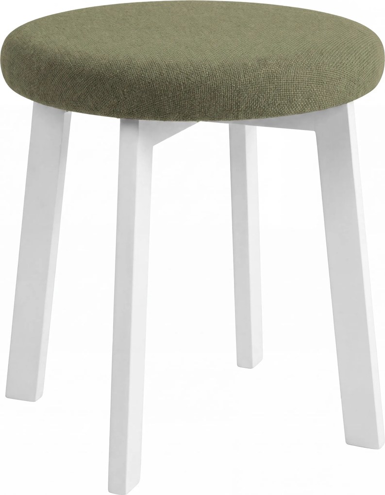 MAZZONI EXPORT Taburet rotund ZOI Verde (Storm 34) / cadru din stejar alb
