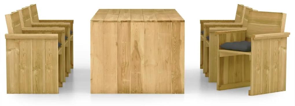 3065729 vidaXL Set mobilier de exterior cu perne, 7 piese, lemn de pin tratat