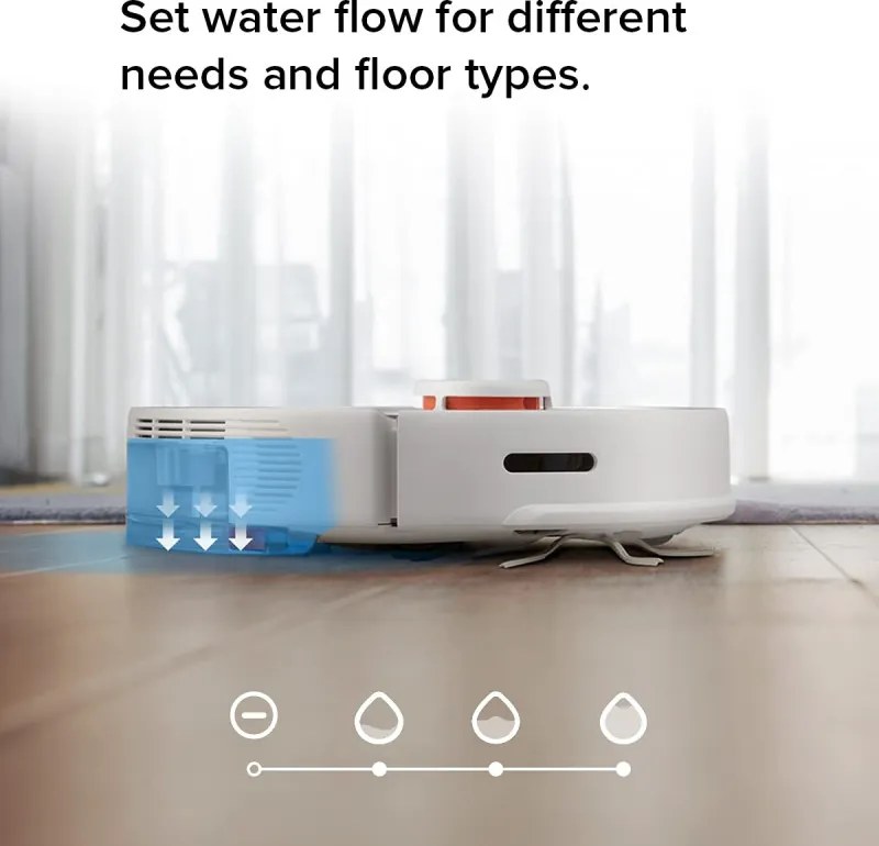 Aspirator robot Roborock S5 Max, 58W, Wi-Fi, 2000Pa, 460 ml, 200 m², Autonomie pana la 190 min, Turbo, Comenzi vocale, Alb