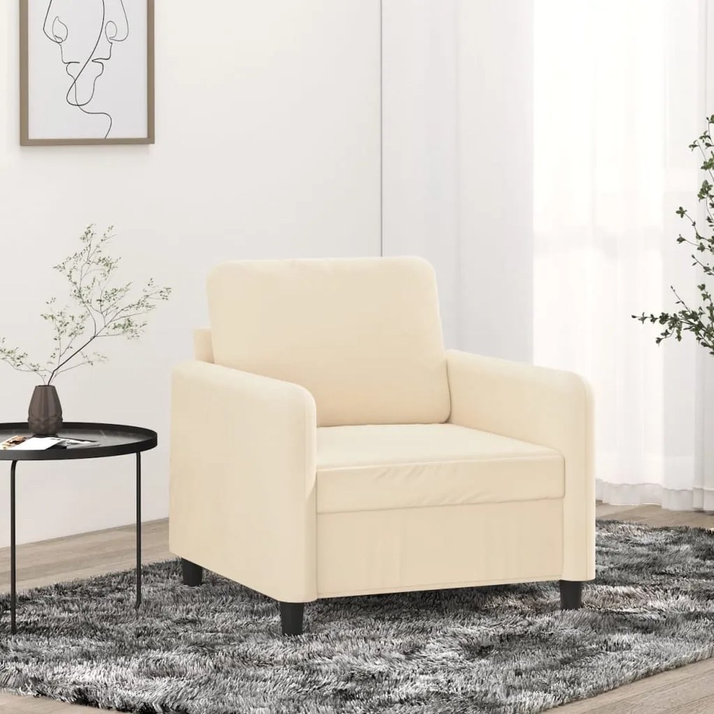 349031 vidaXL Canapea de o persoană, crem, 60 cm, catifea