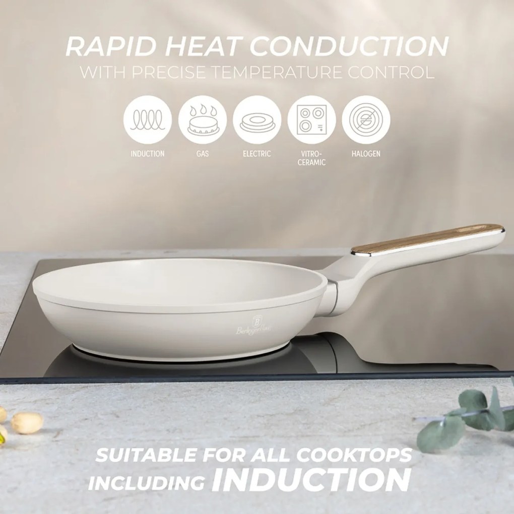 Set tigai 3 piese Sahara Nordic Berlinger Haus BH 8322, crem mat, compatibile cu toate tipurile de plita, invelis antiaderent titanPro