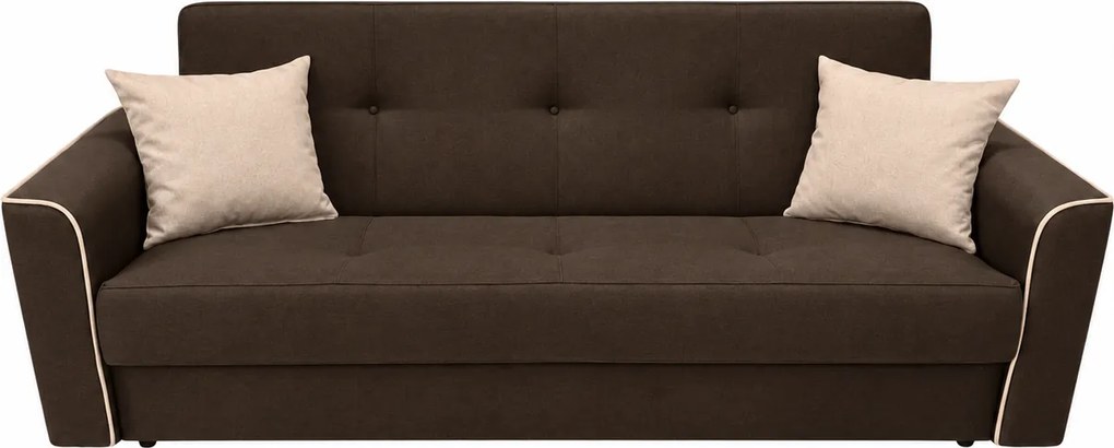 Canapea VERA extensibila, 3 locuri, lada de depozitare, stofa maro închis + bej deschis, 225x90x90 Stofa, Maro + Crem