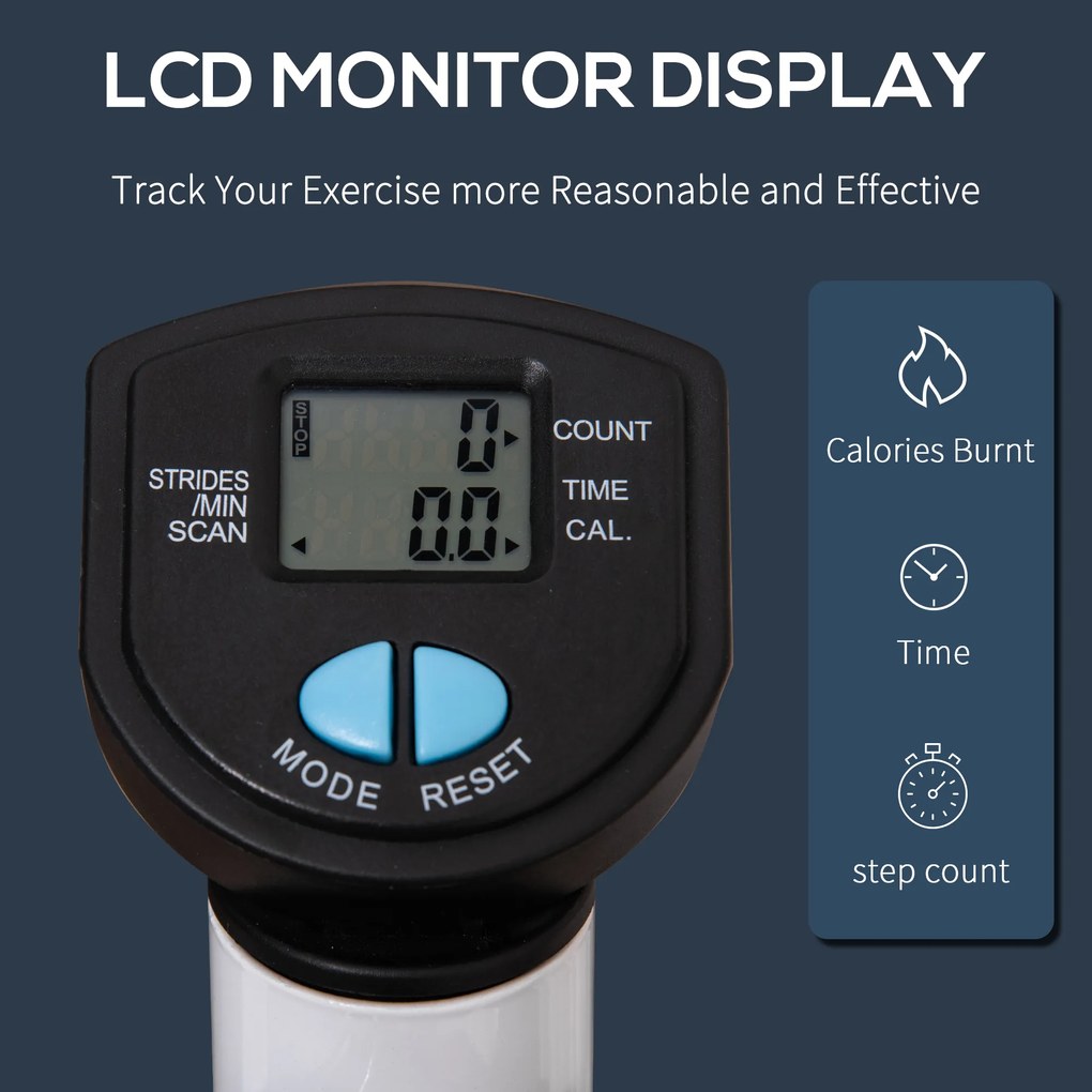 HOMCOM Stepper cu Mâner și Monitor LCD, Stepper pentru Fitness Acasă cu Pedale Antiderapante, 55x44x108 cm, Alb | Aosom Romania