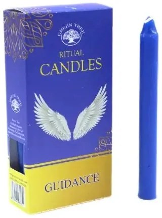 Set 10 lumanari albastre Green Tree pentru ritualuri menite ghidarii spirituale ceara naturala, 13.5x1.5 cm