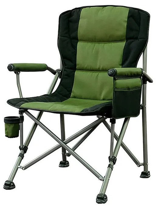 Scaun de pescuit Leziter Comfort Plus cu cotieră și suport pentru pahare verde