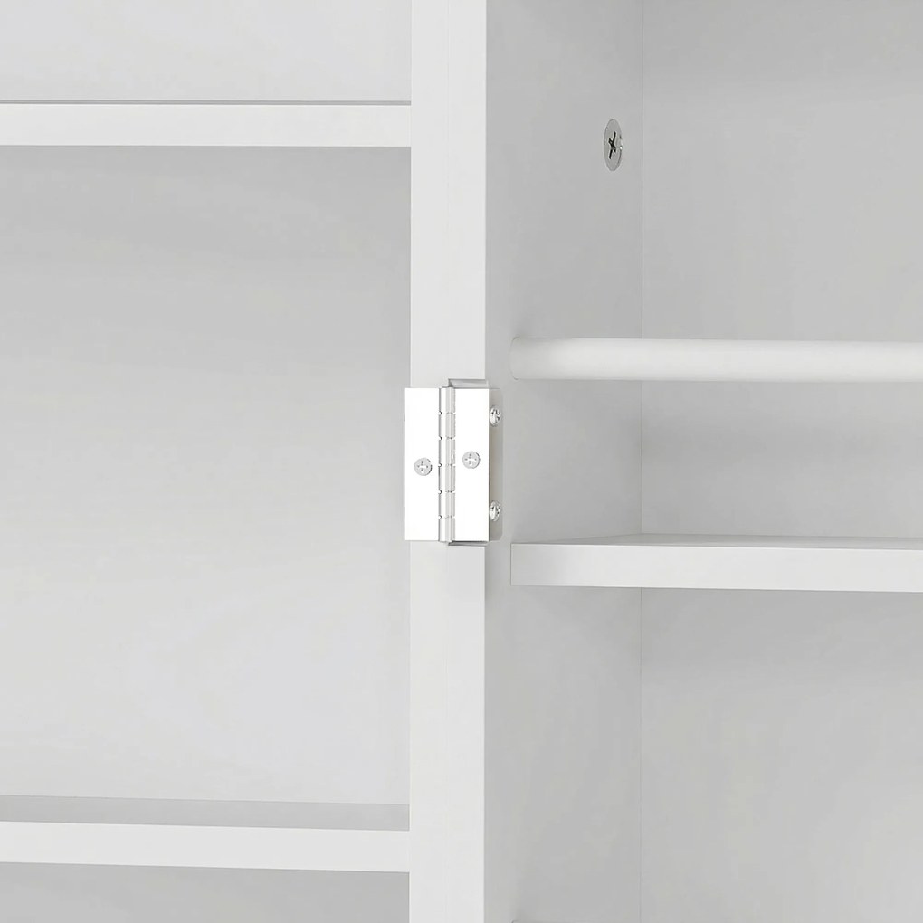 HOMCOM Dulap de bucătărie mobilier depozitare cu 12 rafturi pe uși, rafturi reglabile, 58x29x119,5cm, alb | Aosom Romania