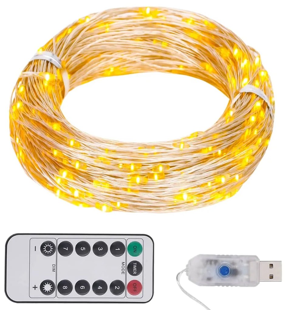 Instalatie cu 300 LED-uri, alb cald, 30 m