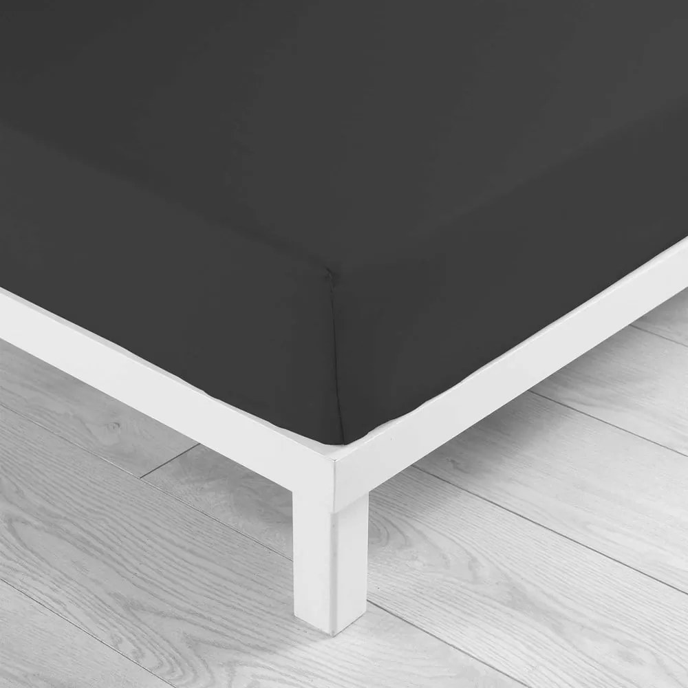 Cearceaf negru din bumbac cu elastic 90x190 cm Lina – douceur d'intérieur