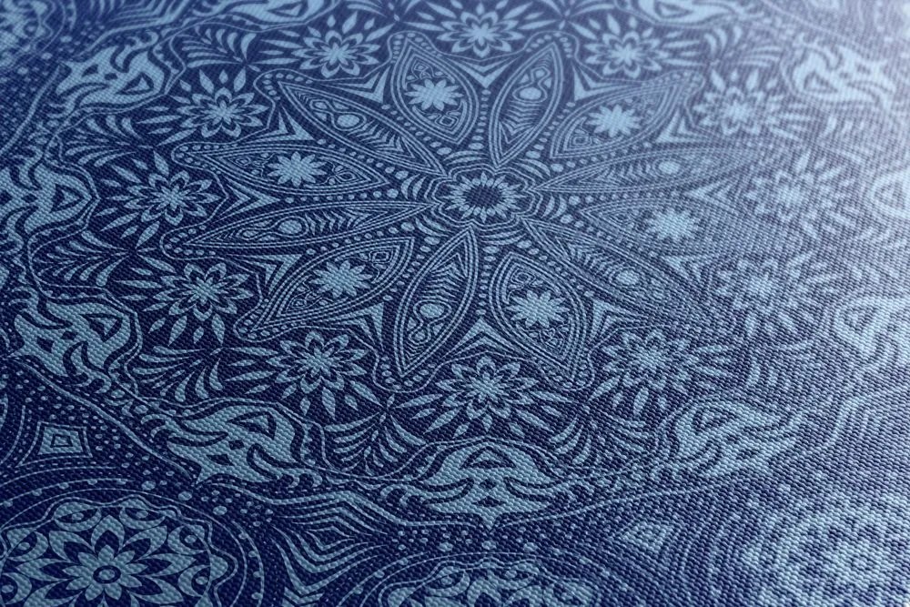 Tablou Mandala ornamentală cu dantelă în culoarea albastră