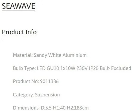 Pendul tubular design modern minimalist SEAWAVE, alb