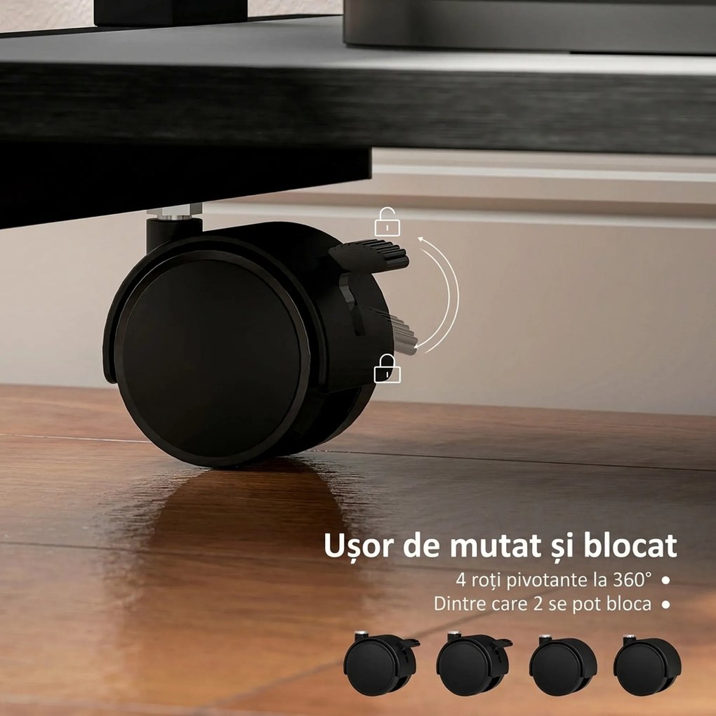 HOMCOM Birou PC cu Sertar Glisant și 2 Rafturi Deschise Negru | Aosom Romania