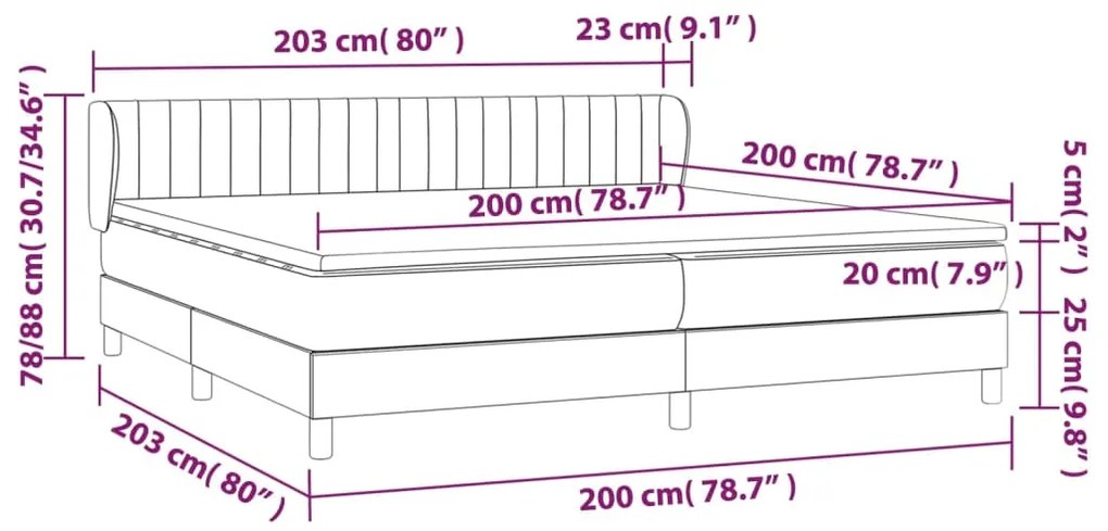 Pat box spring cu saltea, crem, 200x200 cm, textil Crem, 200 x 200 cm, Benzi verticale