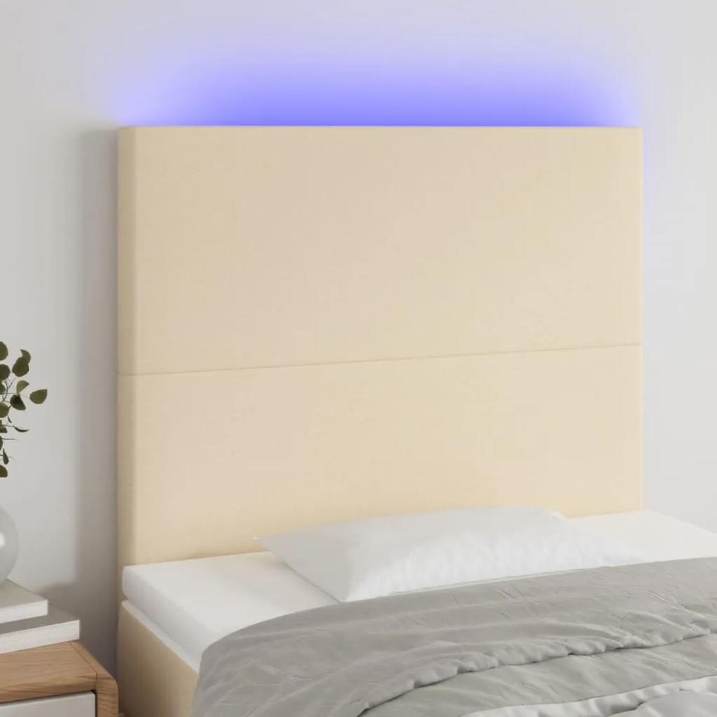 3122139 vidaXL Tăblie de pat cu LED, crem, 100x5x118/128 cm, textil