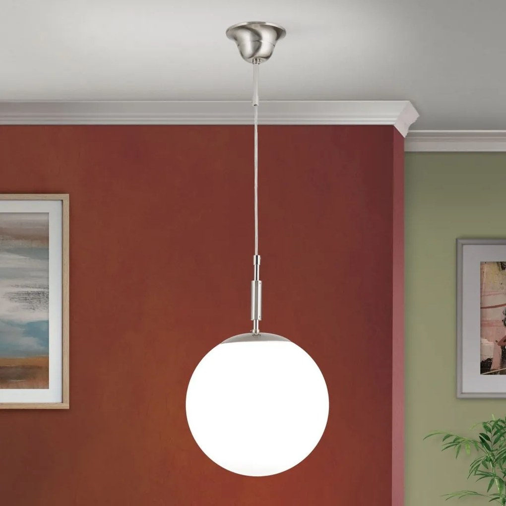 Lustra, Pendul realizat manual ARTDESIGN 25cm, crom satinat/ alb opac
