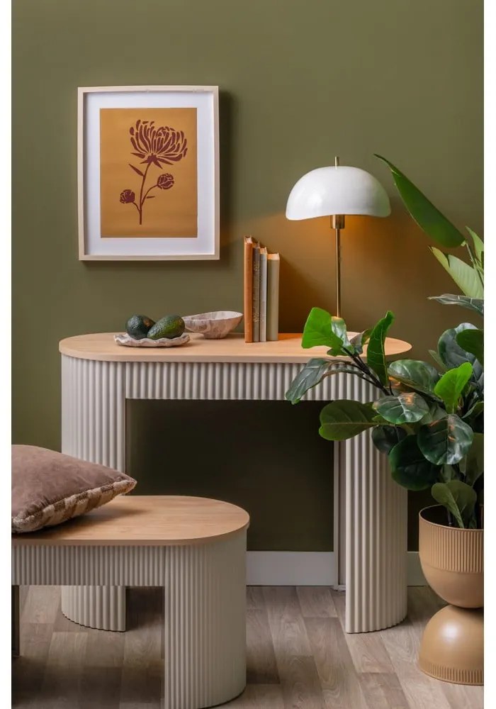 Masă consolă bej din metal 40x100 cm Estriado – Leitmotiv