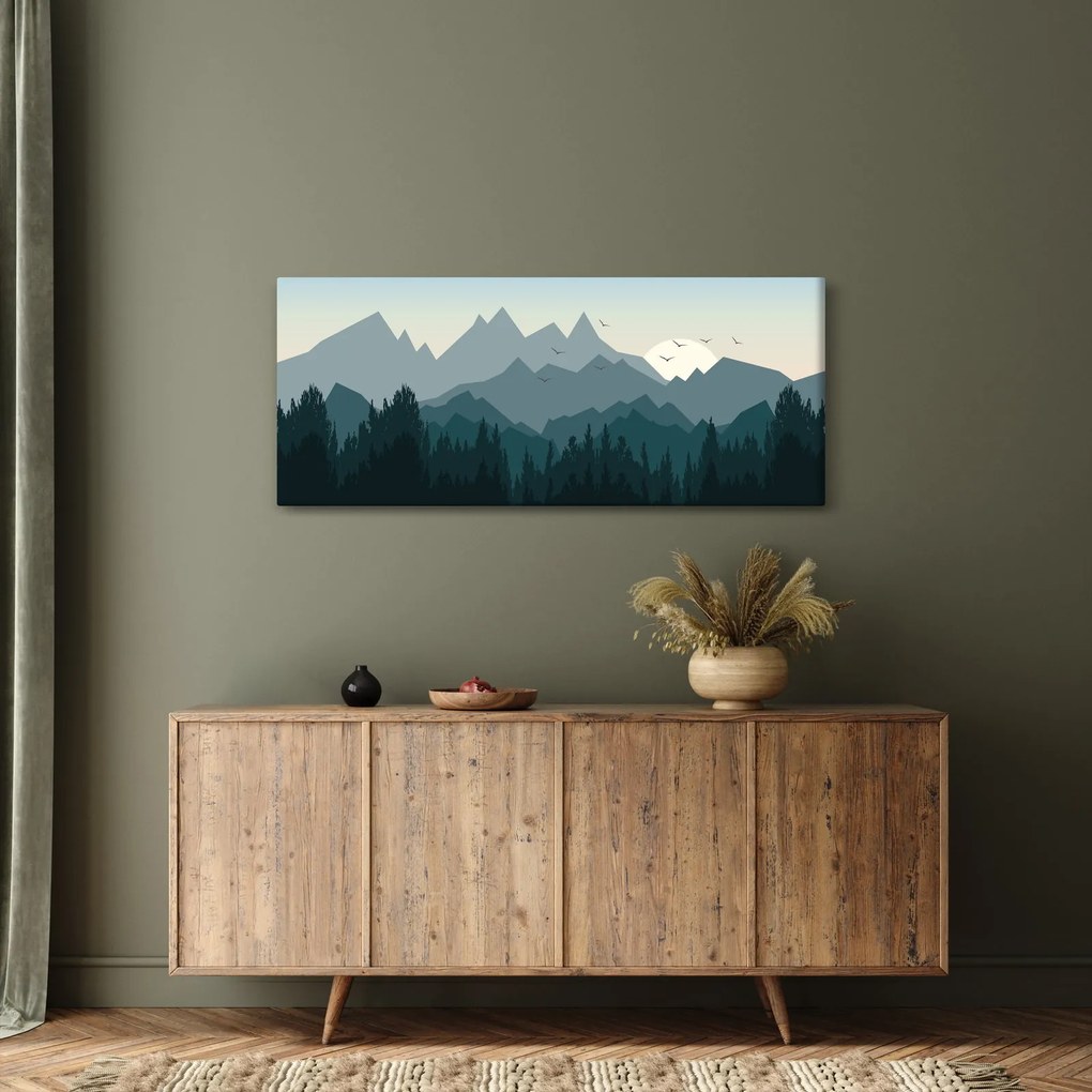 Tablou - Munții cu privirea graficeanului (120x50 cm)