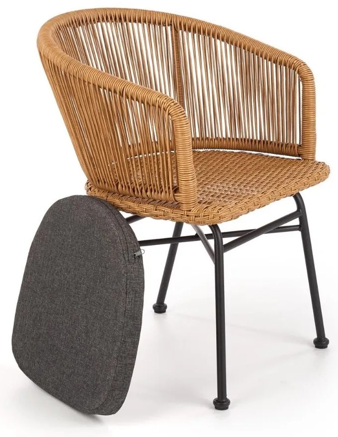 Scaun de gradina Jolie, lemn natural / negru
