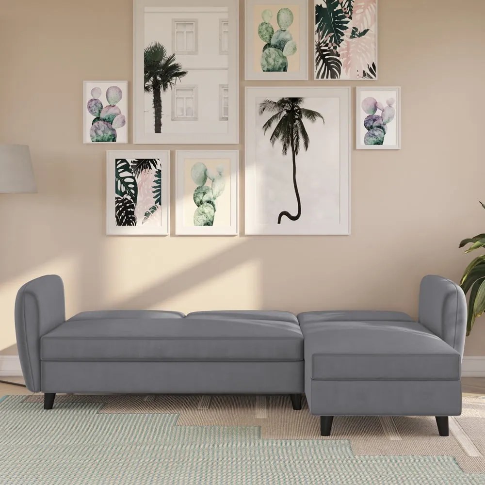 Colțar gri extensibil cu tapițerie din catifea Perry – Støraa