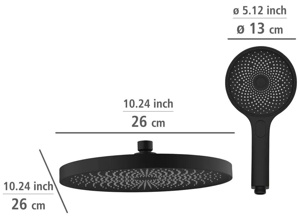 Set de duș negru din oțel inoxidabil 120 cm Soft Water – Wenko
