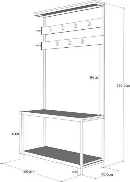 Cuier cu raft Girne Black and Pine