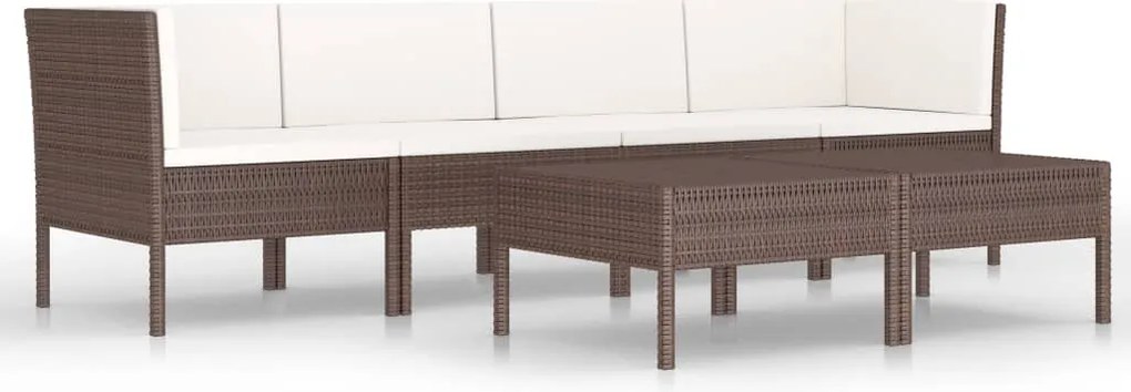 vidaXL Set mobilier de grădină cu perne, 6 piese, maro, poliratan