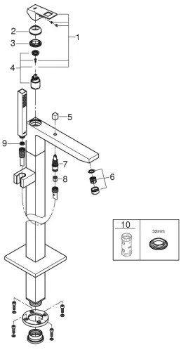 GROHE EUROCUBE baterie pentru cadă 298 mm, crom lucios — 23672001