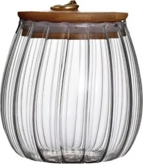 Recipienta din sticla RIBBE cu capac din bambus 700 ml
