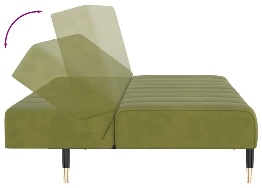 Canapea extensibila cu 2 locuri, verde deschis, catifea Lysegronn, Fara scaunel pentru picioare Fara scaunel pentru picioare