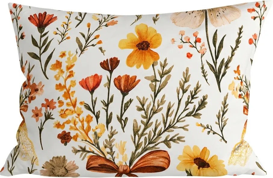 Husa pentru perna din microfibra FLORAL RIBBON 50x70 cm, crem