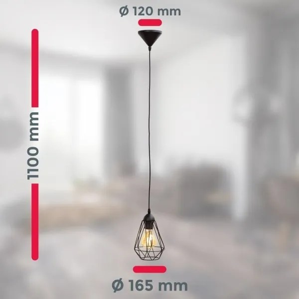Lustră pe cablu, 1xE27/40W/230V, neagră