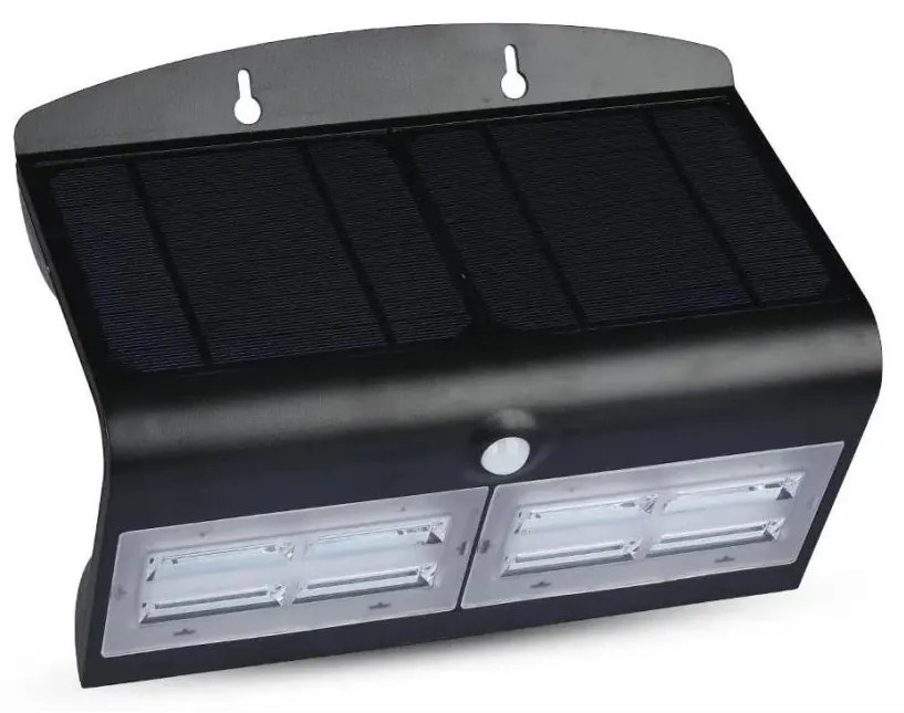 LED lampă solară de perete cu senzor, 7W, 4000K, IP65, 4000 mAh, negru