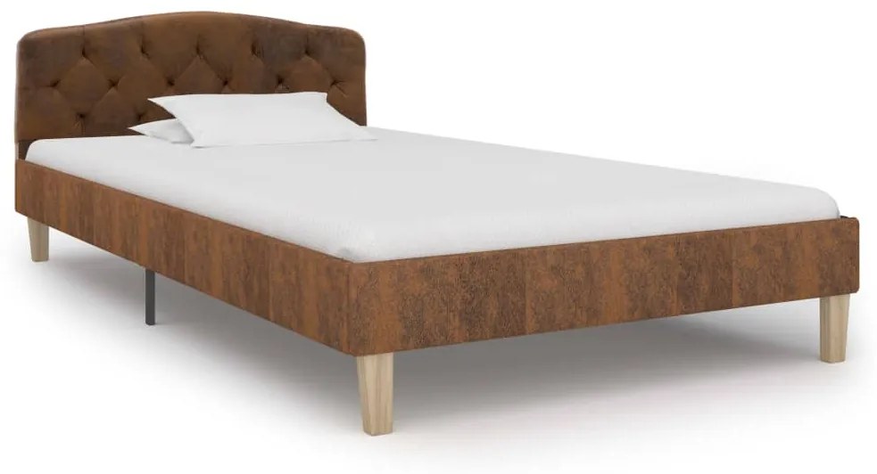 284937 vidaXL Cadru de pat, maro, 100 x 200 cm, piele întoarsă ecologică