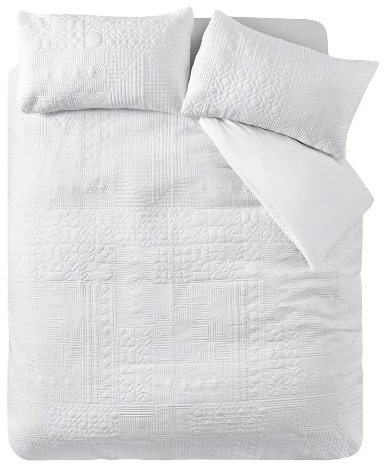 Lenjerie de pat albă pentru pat de o persoană 135x200 cm Folkstone Geo – Catherine Lansfield